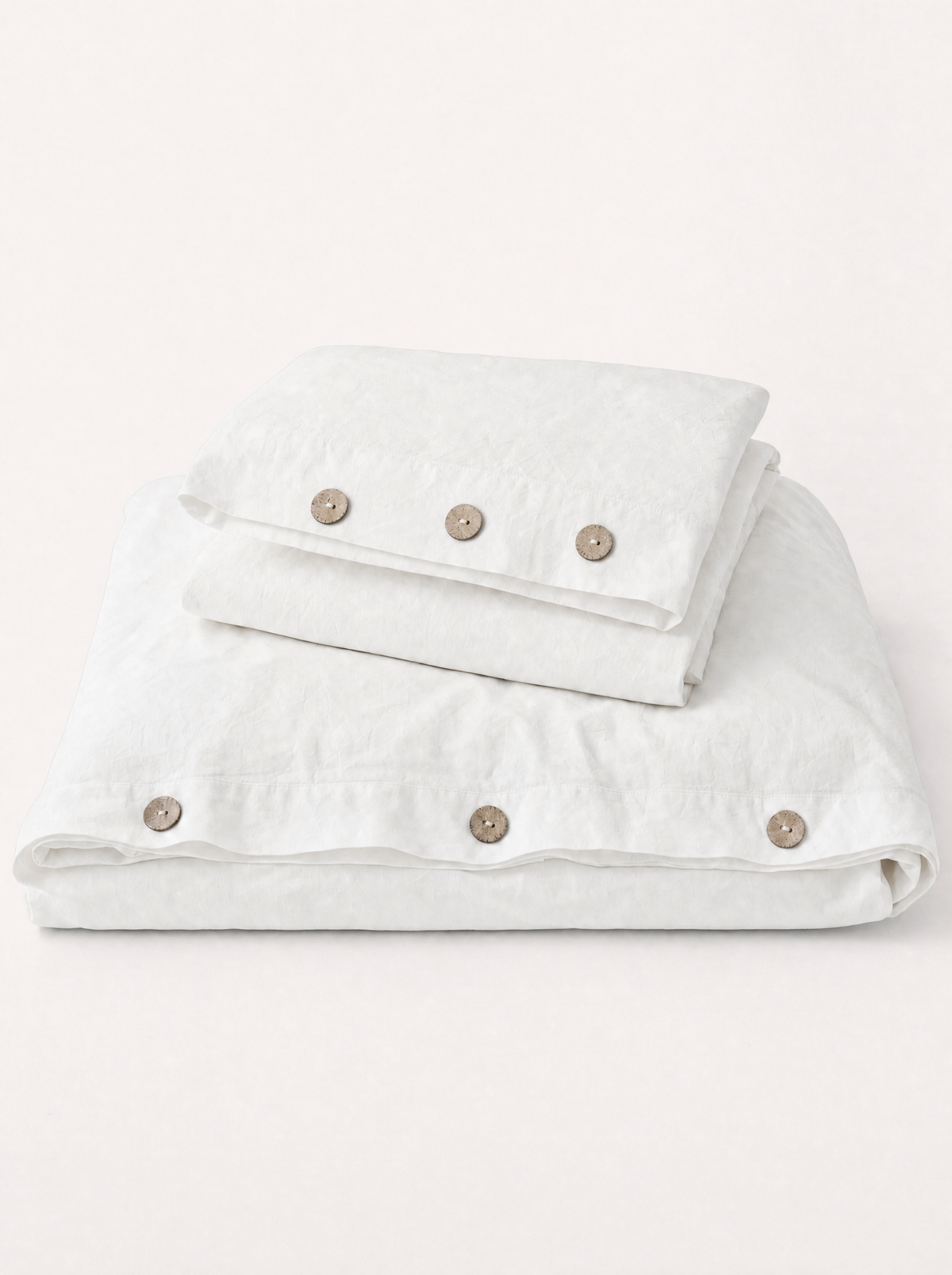 Parure de lit Noctua en percale de coton lavé blanc