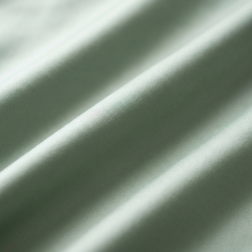 Gros plan macro sur le Lyocell d'eucalyptus vert sauge Noctua Paris, satiné fluide