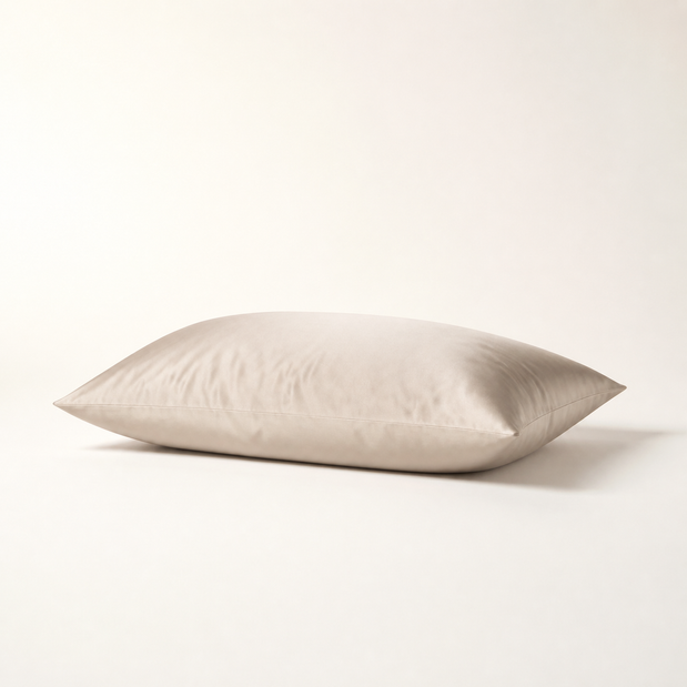 Collection de taies d'oreiller Noctua Paris, packshot satin champagne horizontal