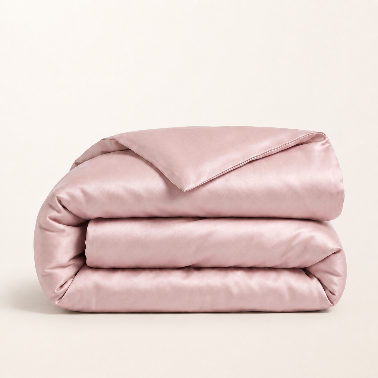 Housse de couette en Lyocell d'eucalyptus rose clair, packshot sur fond blanc chaud, Noctua Paris