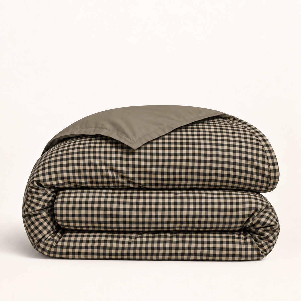 Housse de couette Rétro 90 noir et beige — housse seule pliée — Noctua Paris