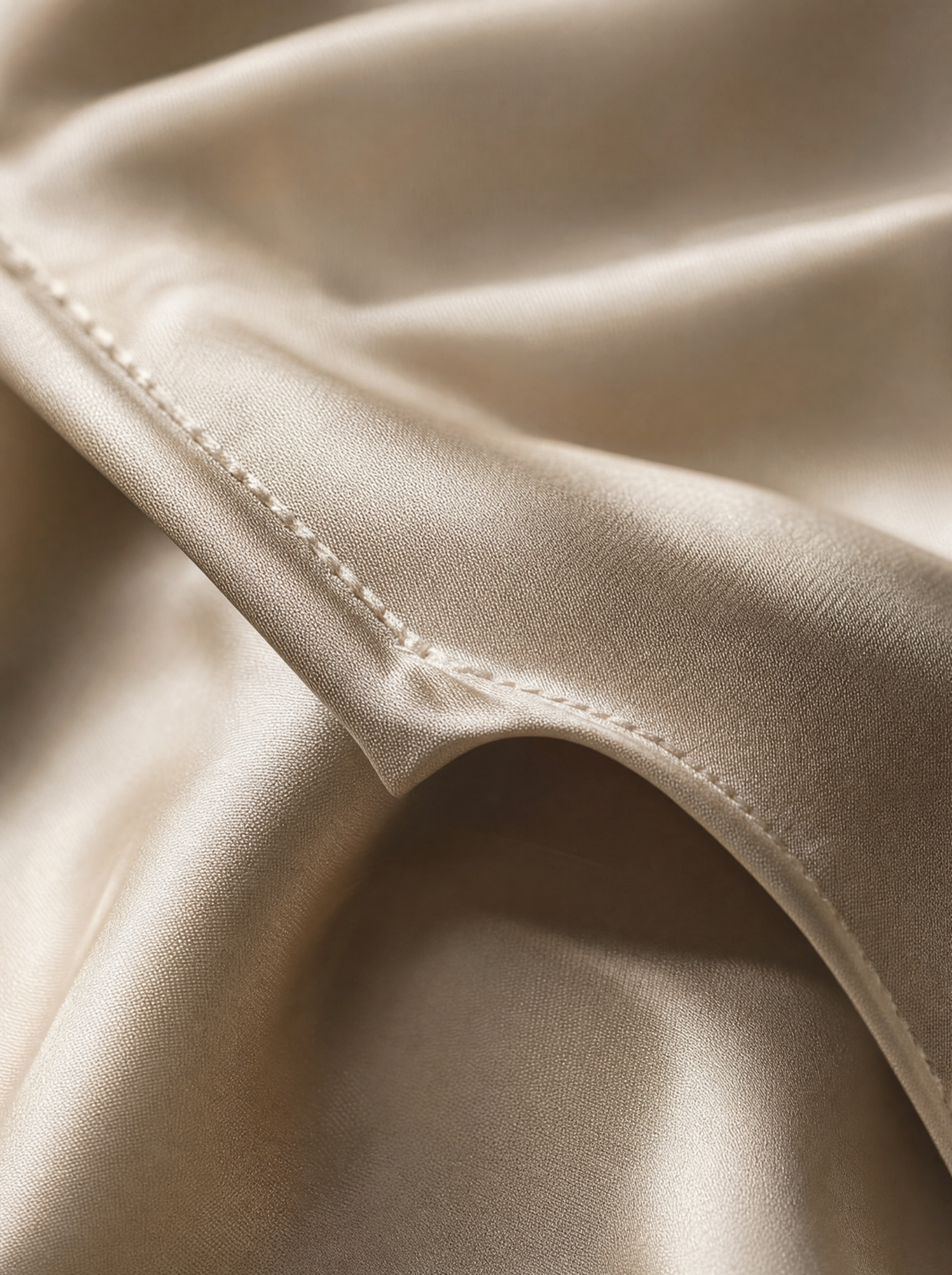 Gros plan macro sur le satin champagne Noctua Paris