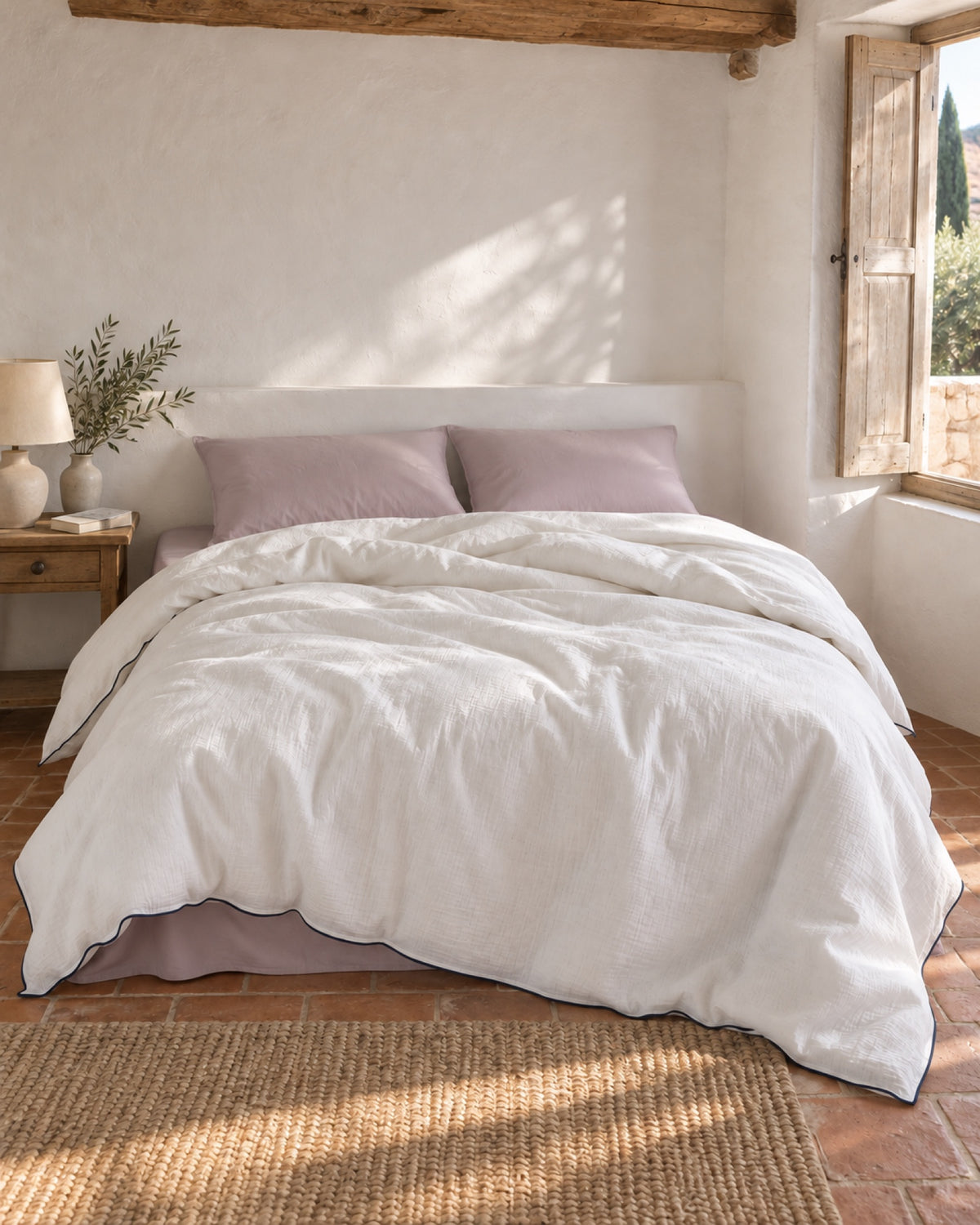 noctua_parure-gaze-double_blanc-et-mauve_01-lit-fait_vacances