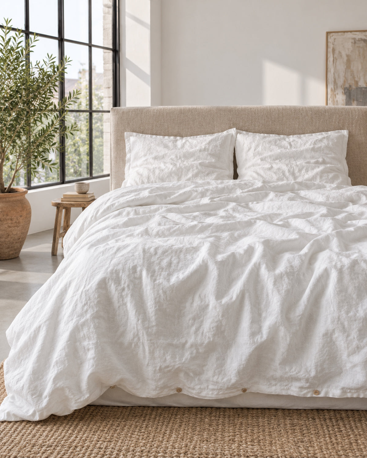 Beddengoedset van gewassen linnen – Blanc