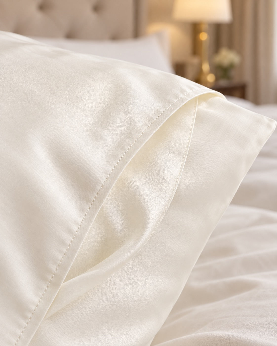 Egyptian cotton sateen pillowcase – Ivoire