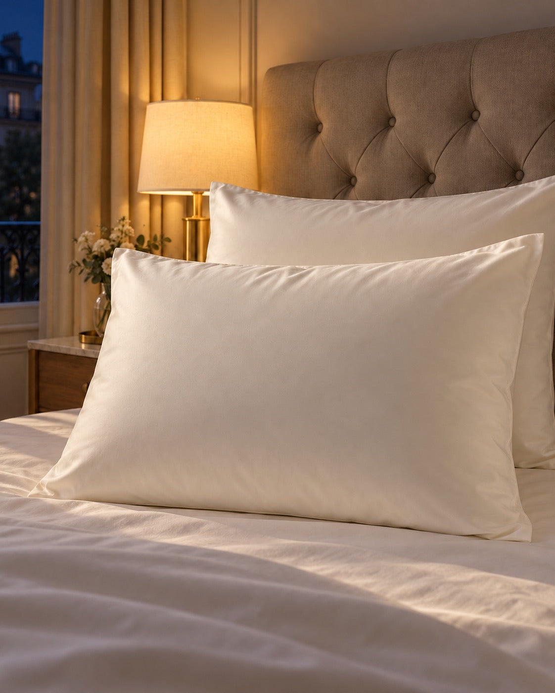 Egyptian cotton sateen pillowcase – Ivoire